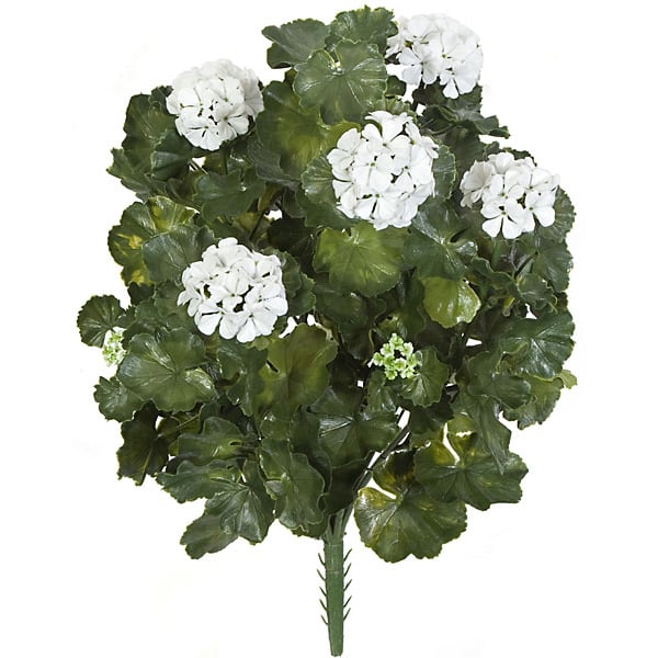 26" UV-Proof Outdoor Artificial Geranium Flower Bush -White (pack of 4) - A145W