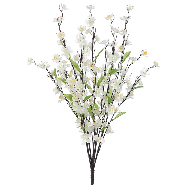 27" Silk Cherry Blossom Flower Bush -White (pack of 12) - FBB258-WH