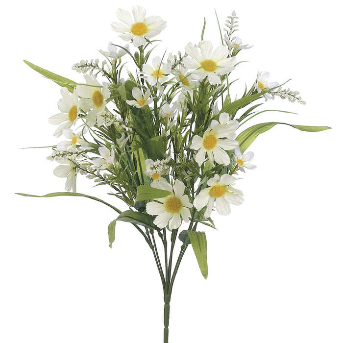 20" Silk Mixed Daisy Flower Bush -White (pack of 12) - FBD917-WH