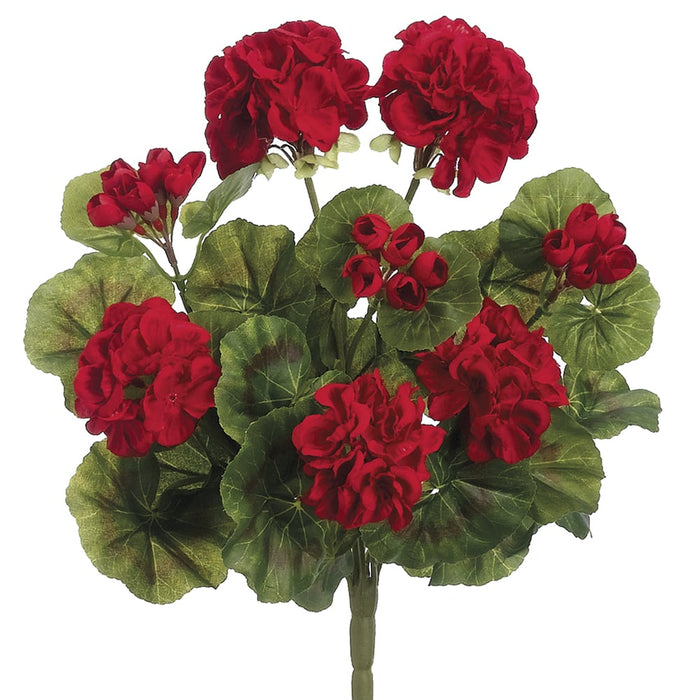 13" Silk Geranium Flower Bush -Red (pack of 12) - FBG114-RE
