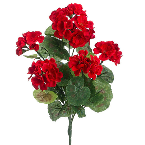 14" Silk Geranium Flower Bush -Red (pack of 18) - FBG593-RE
