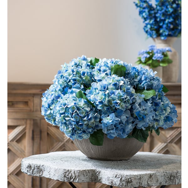 25" Silk Hydrangea Flower Bush -Blue (pack of 12) - FBH109-BL