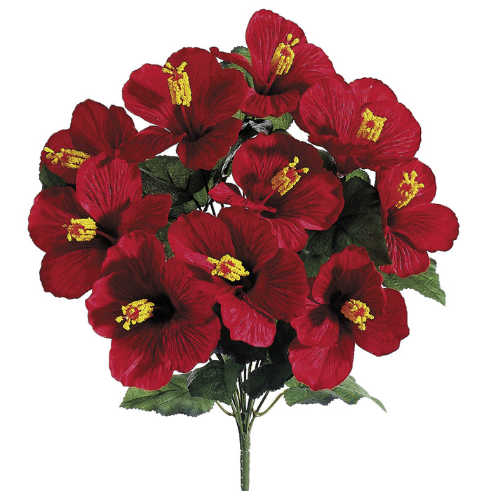 19" Silk Hibiscus Flower Bush -Red (pack of 12) - FBH168-RE