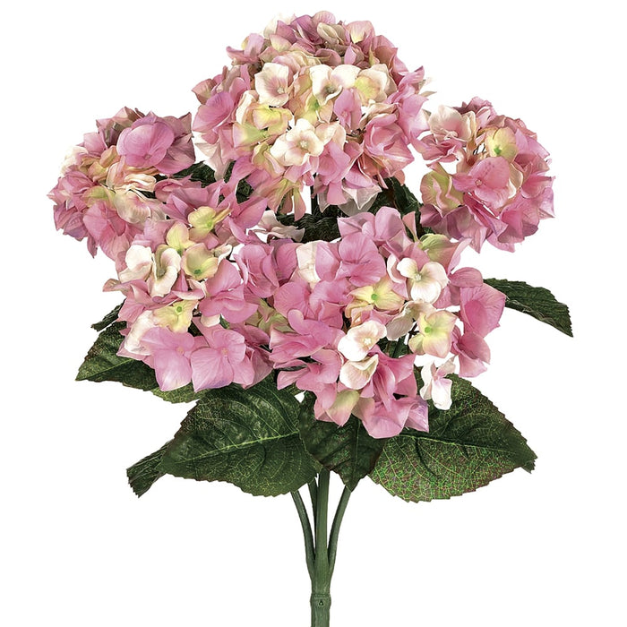 22" Silk Hydrangea Flower Bush -Pink (pack of 6) - FBH335-PK