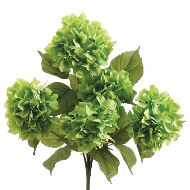 22" Silk Large Hydrangea Flower Bush -Green (pack of 6) - FBH377-GR