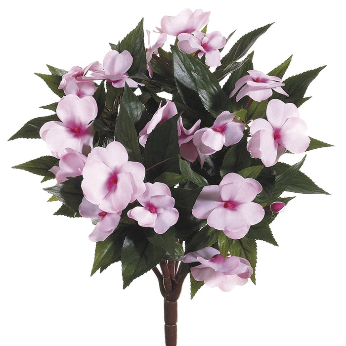 13.5" Silk New Guinea Impatiens Flower Bush -Light Pink (pack of 6) - FBI633-PK/LT