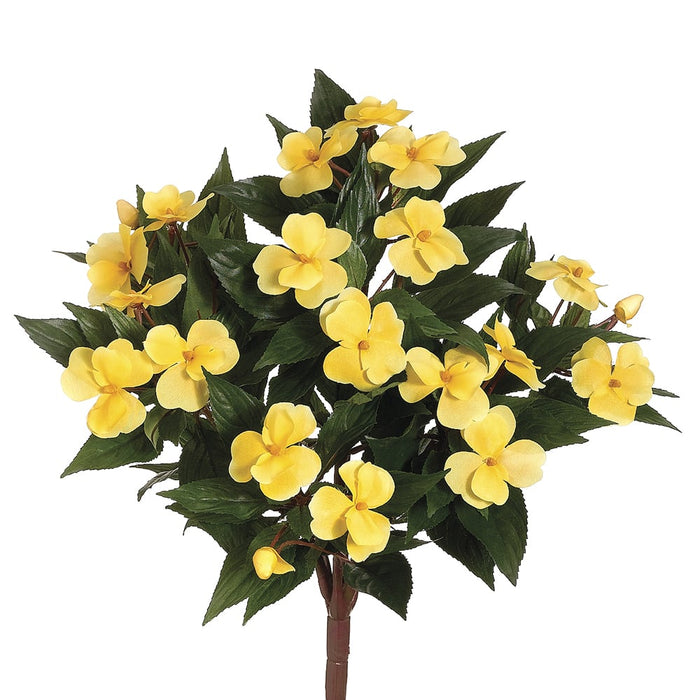 13.5" Silk New Guinea Impatiens Flower Bush -Yellow (pack of 6) - FBI633-YE
