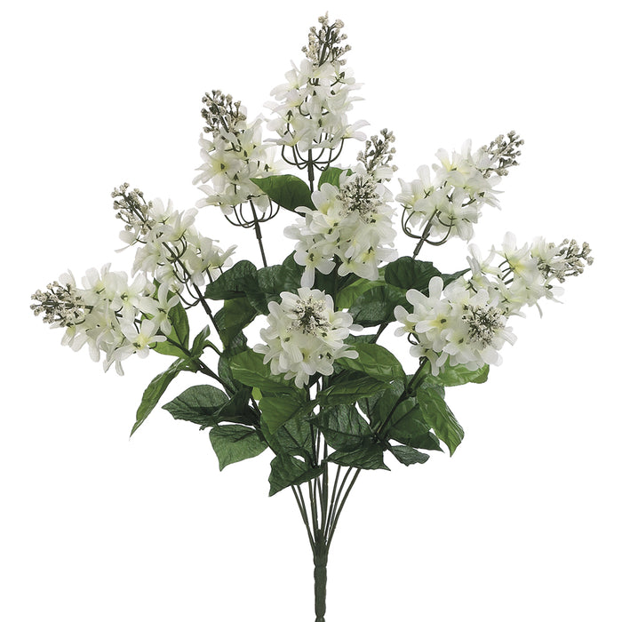 20.5" Lilac Silk Flower Bush -Cream/White (pack of 12) - FBL178-CR/WH