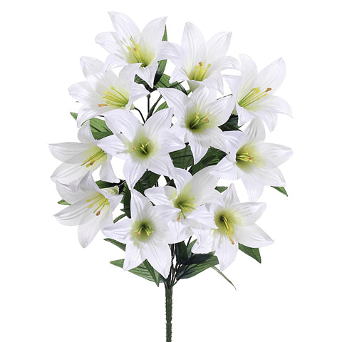 21" Silk Easter Lily Flower Bush -White (pack of 12) - FBL393-WH