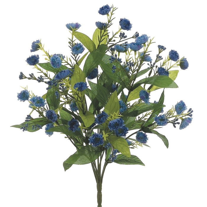 18.5" Silk Mini Mum Flower Bush -2 Tone Blue (pack of 12) - FBM144-BL/TT