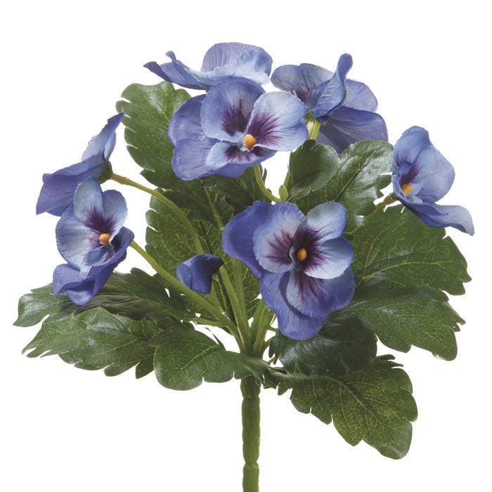 8" Silk Mini Pansy Flower Bush -Blue (pack of 12) - FBP645-BL