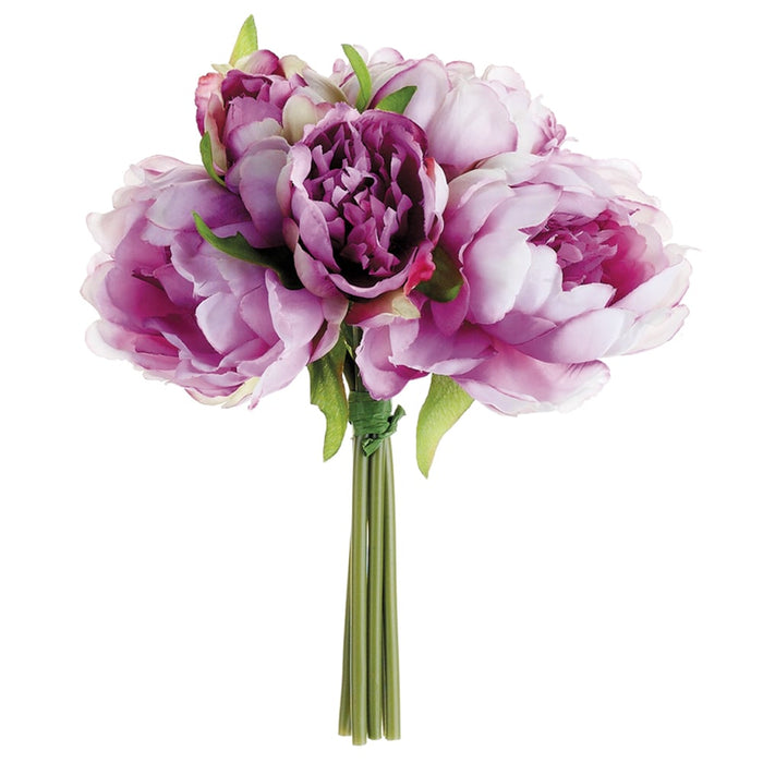 9.5" Peony Silk Flower Bouquet -Violet (pack of 12) - FBQ315-VI
