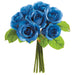 9" Rose Silk Flower Bouquet -Blue (pack of 12) - FBQ562-BL