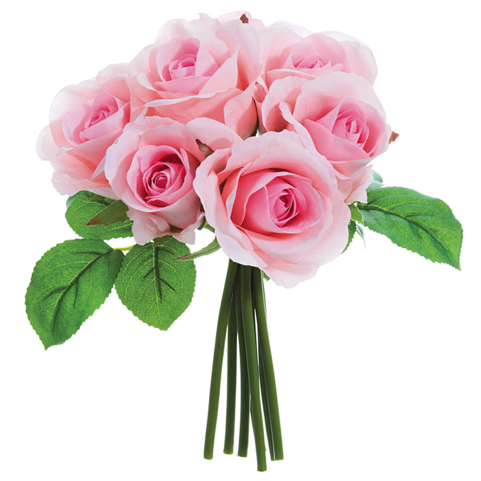 9" Rose Silk Flower Bouquet -Pink/Mauve (pack of 12) - FBQ562-PK/MV