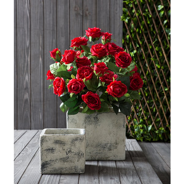 16" Silk Cabbage Rose Flower Bush -Red (pack of 12) - FBR032-RE