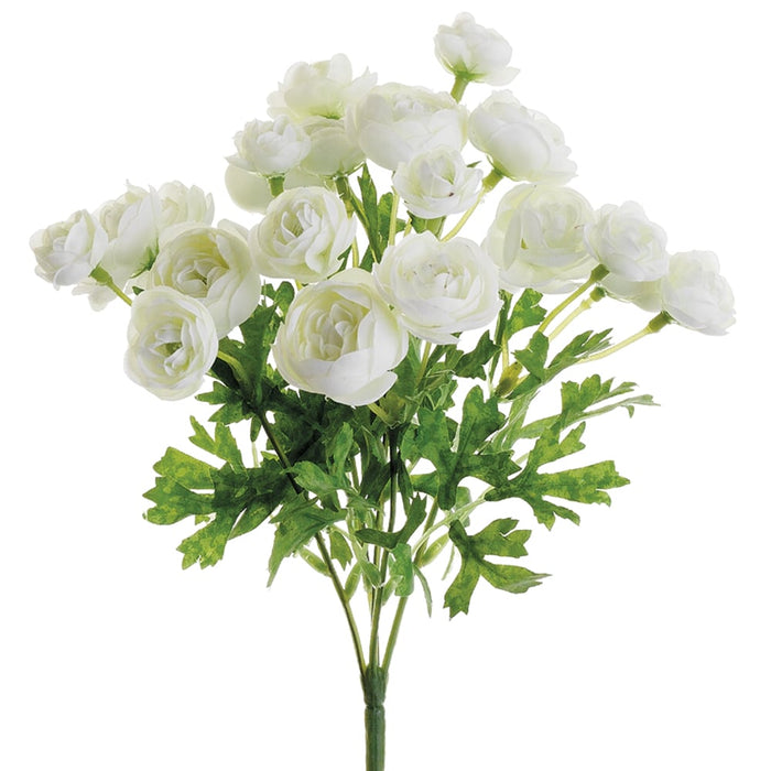 10.5" Silk Mini Ranunculus Flower Bush -Cream (pack of 12) - FBR105-CR