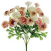 10.5" Silk Mini Ranunculus Flower Bush -Pink/Ivory (pack of 12) - FBR105-PK/IV