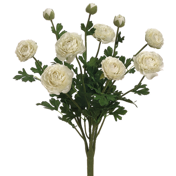 19" Silk Ranunculus Flower Bush -White (pack of 6) - FBR549-WH