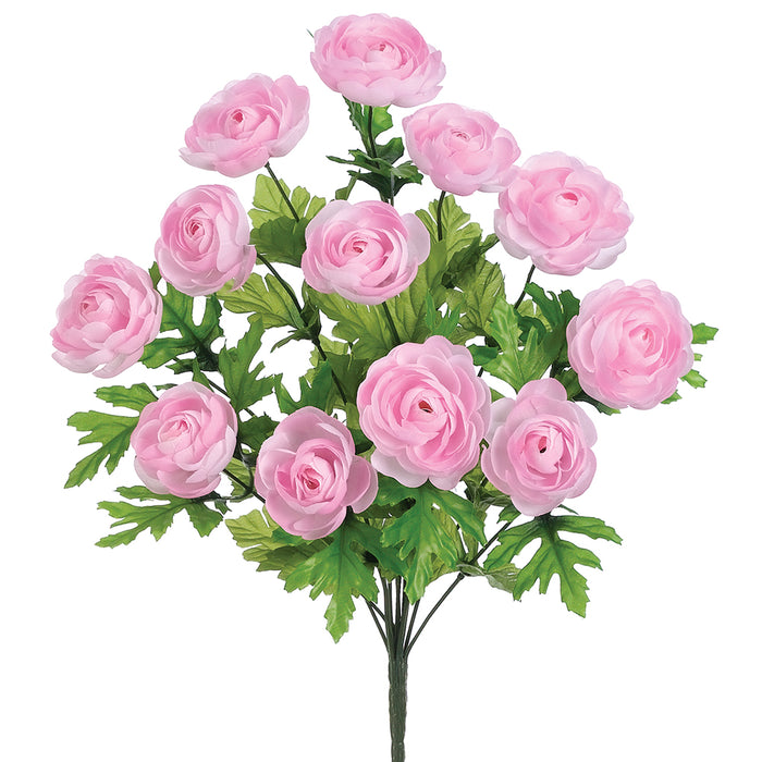 17.5" Silk Ranunculus Flower Bush -Pink (pack of 12) - FBR816-PK