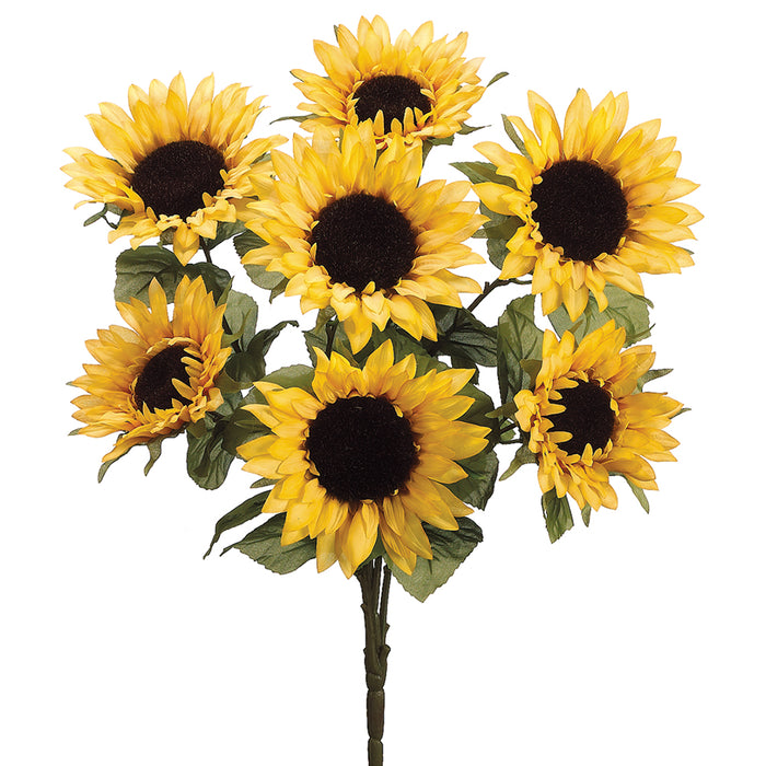 24" Silk Sunflower Flower Bush -Yellow (pack of 12) - FBS601-YE