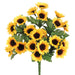 11" Silk Mini Sunflower Flower Bush -Yellow/Gold (pack of 24) - FBS624-YE/GO