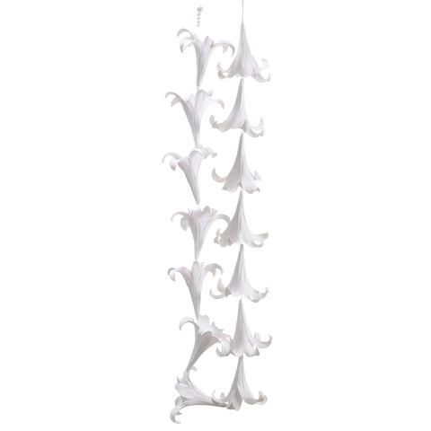 6' Trumpet Lily Silk Flower Garland -White (pack of 6) - FGL372-WH