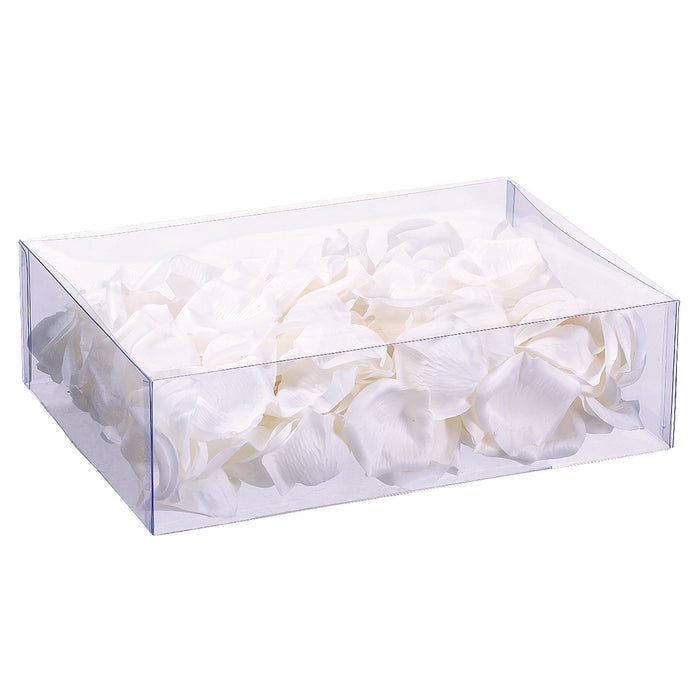 3"Hx7.5"Wx10.5"L Silk Rose Petal Flowers In Box -White (pack of 6) - FHR617-WH