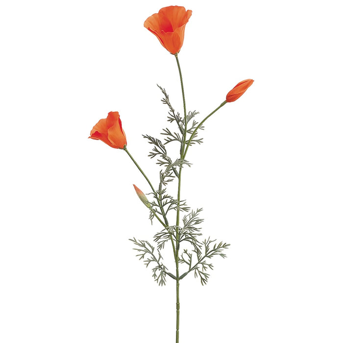 28.5" Silk California Poppy Flower Spray -Orange/Gold (pack of 12) - FP8409-OR/GO
