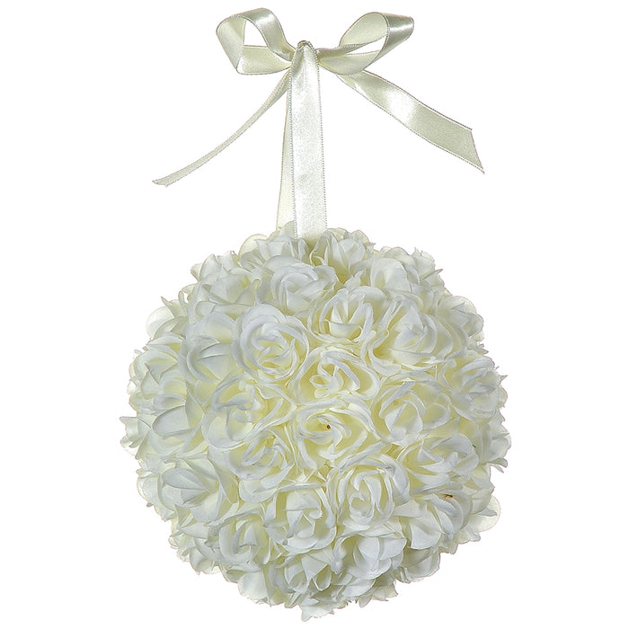 6" Silk Rose Kissing Flower Ball -Cream (pack of 12) - FR2336-CR