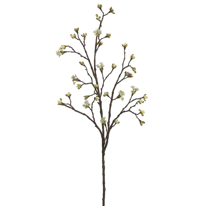 42" Silk Budding Blossom Flower Branch -Cream/Green (pack of 6) - FSB317-CR/GR