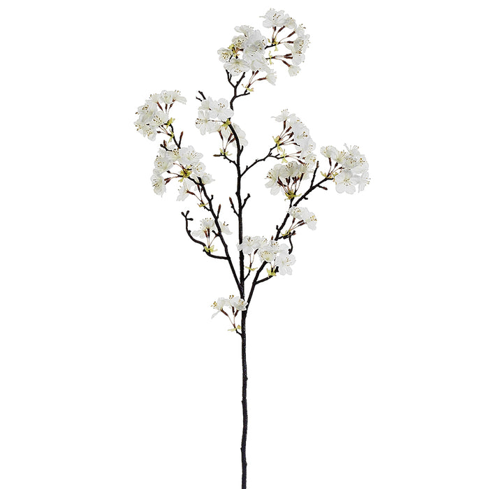 35" Silk Apple Blossom Flower Spray -White/Cream (pack of 6) - FSB481-WH/CR