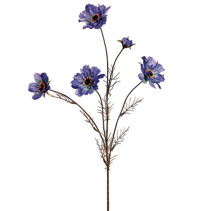 32" Silk Cosmos Flower Spray -Blue (pack of 12) - FSC020-BL