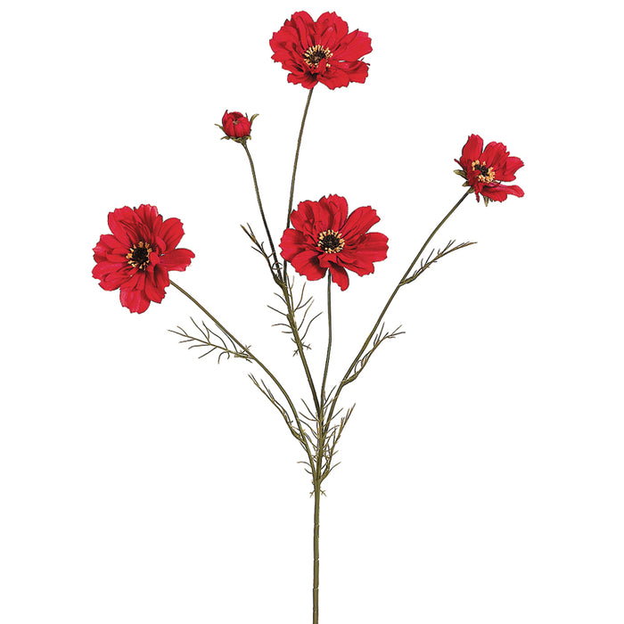 32" Silk Cosmos Flower Spray -Red (pack of 12) - FSC020-RE
