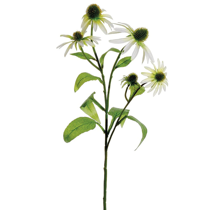 29" Silk Echinacea Flower Spray -White/Green (pack of 12) - FSE204-WH/GR