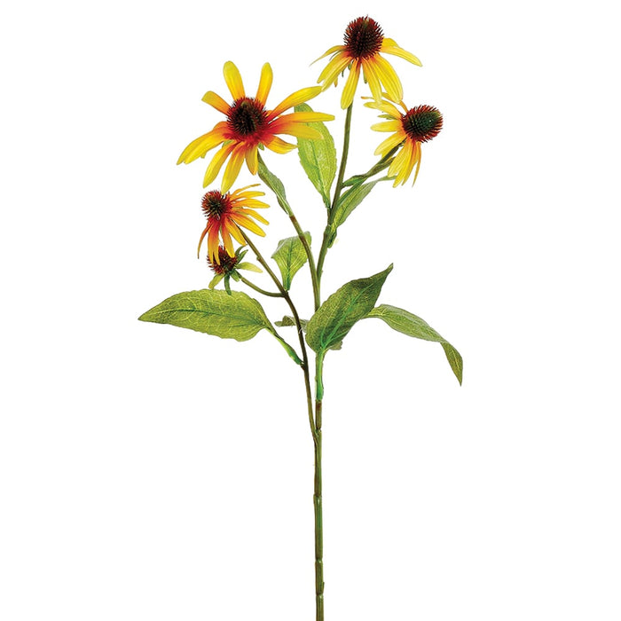 29" Silk Echinacea Flower Spray -Yellow/Terra Cotta (pack of 12) - FSE204-YE/TC