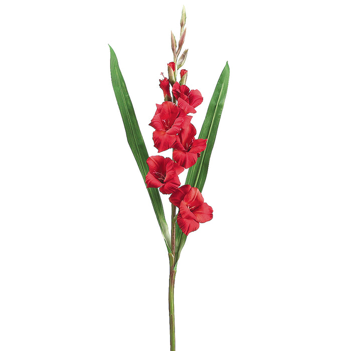 33" Silk Gladiolus Flower Spray -Red (pack of 12) - FSG032-RE