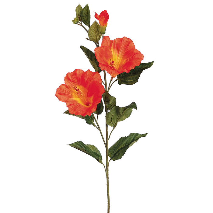 31" Silk Hibiscus Flower Spray -Orange (pack of 12) - FSH753-OR