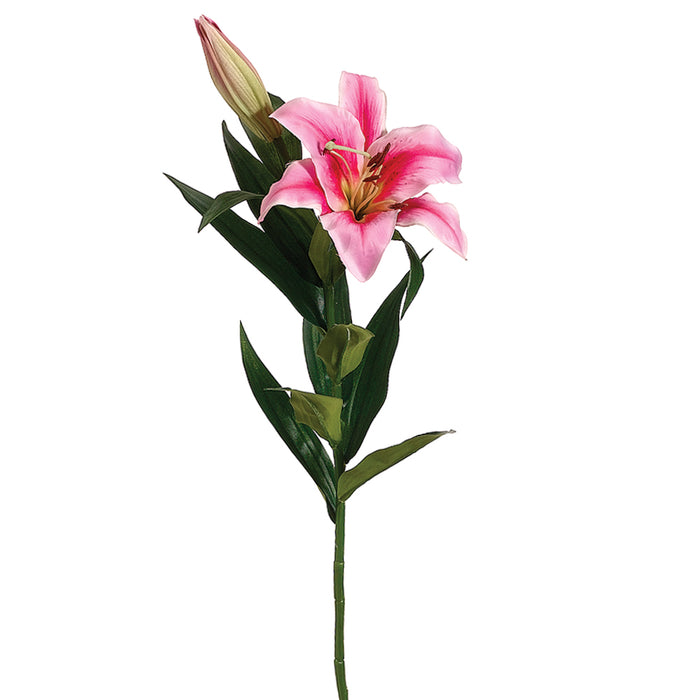 35" Silk Stargazer Lily Flower Spray -Rubrum/Pink (pack of 12) - FSL122-RB