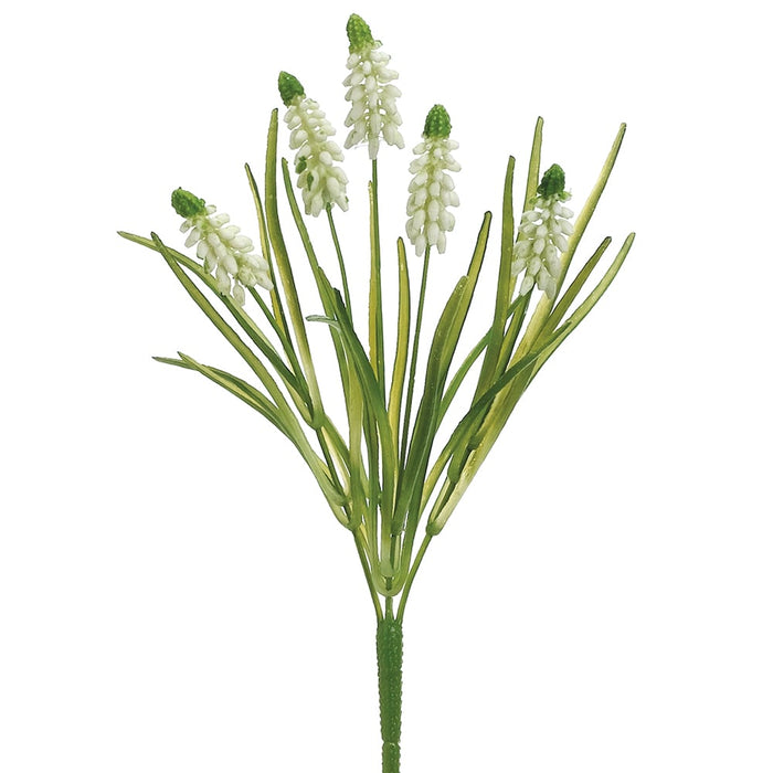 12.5" Muscari Artificial Flower Bush -White (pack of 24) - FSM264-WH