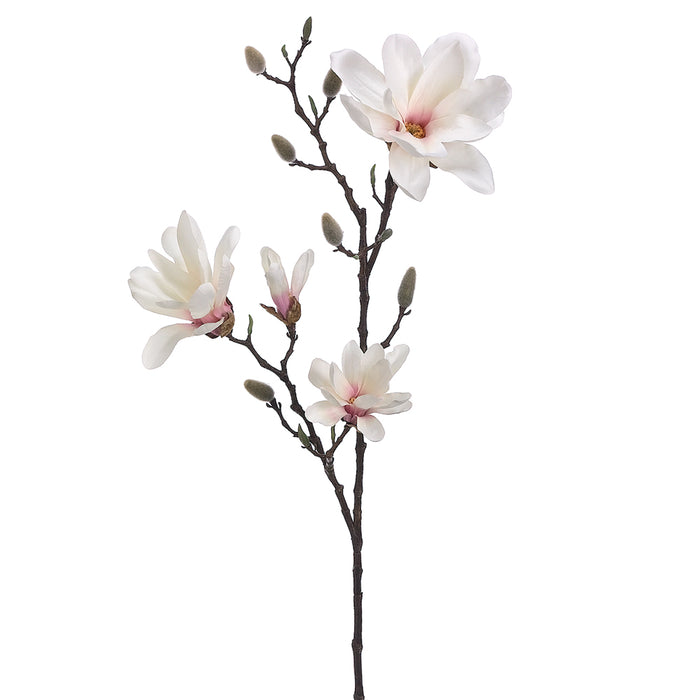 41" Silk Magnolia Flower Spray -Cream/Pink (pack of 6) - FSM781-CR/PK