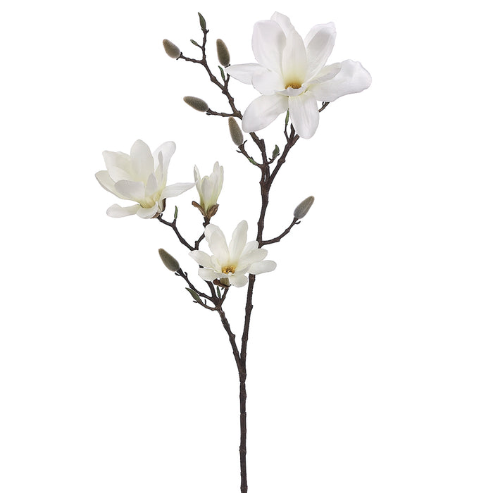 41" Silk Magnolia Flower Spray -Cream (pack of 6) - FSM781-CR