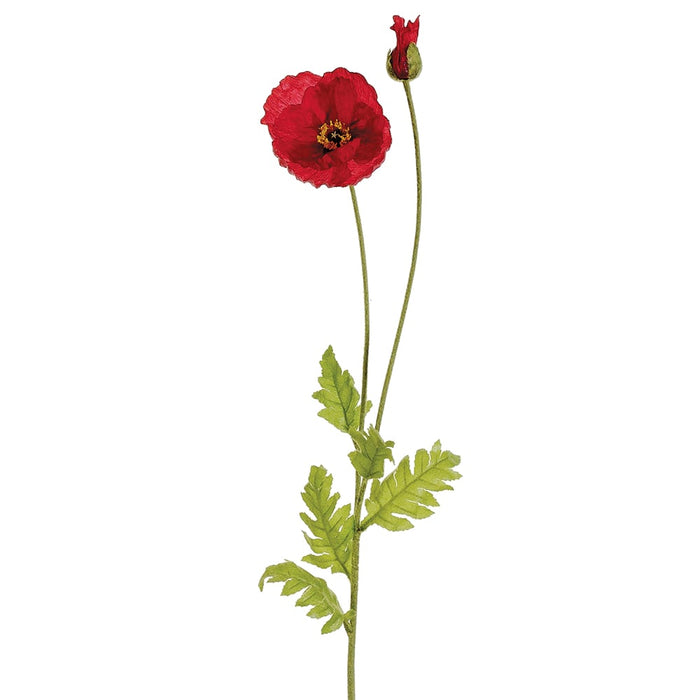 42.5" Silk Poppy Flower Spray -Red (pack of 12) - FSP310-RE