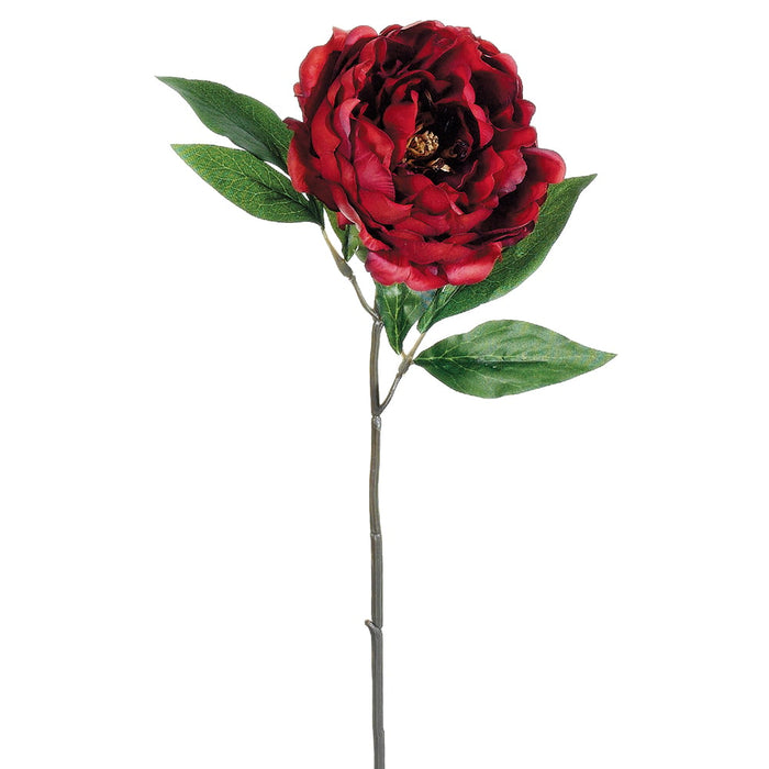 18.5" Silk Peony Flower Spray -Brick/Red (pack of 12) - FSP435-BC/RE