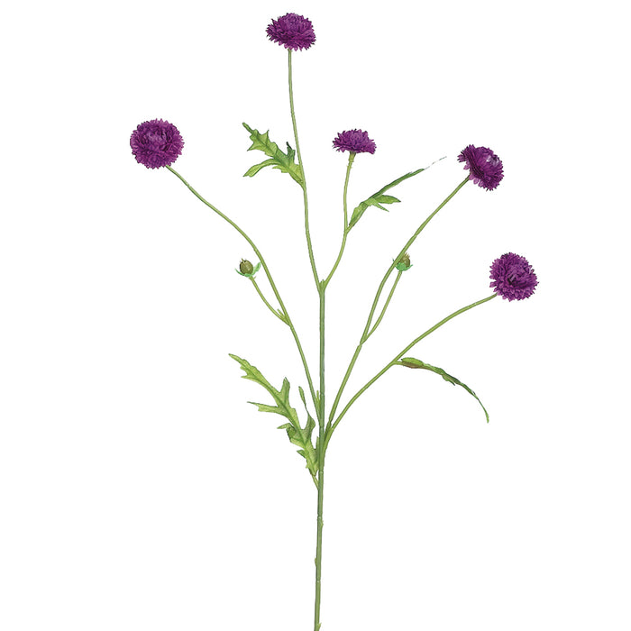 23.5" Wild Pompom Silk Flower Stem -Violet (pack of 24) - FSP503-VI