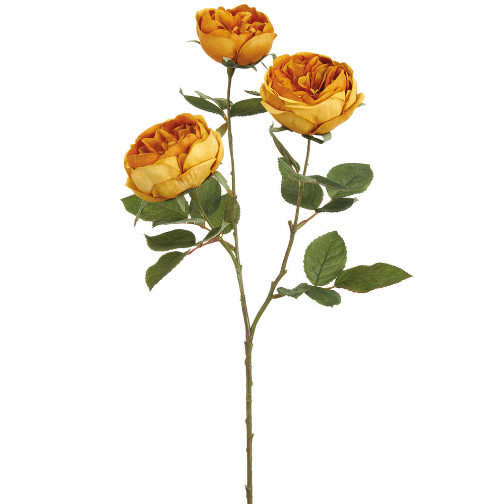 27.5" Cabbage Rose Silk Flower Stem -Mustard (pack of 12) - FSR103-MD