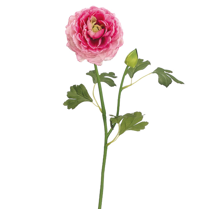 19" Ranunculus Silk Flower Stem -Cerise/Pink (pack of 12) - FSR167-CE/PK