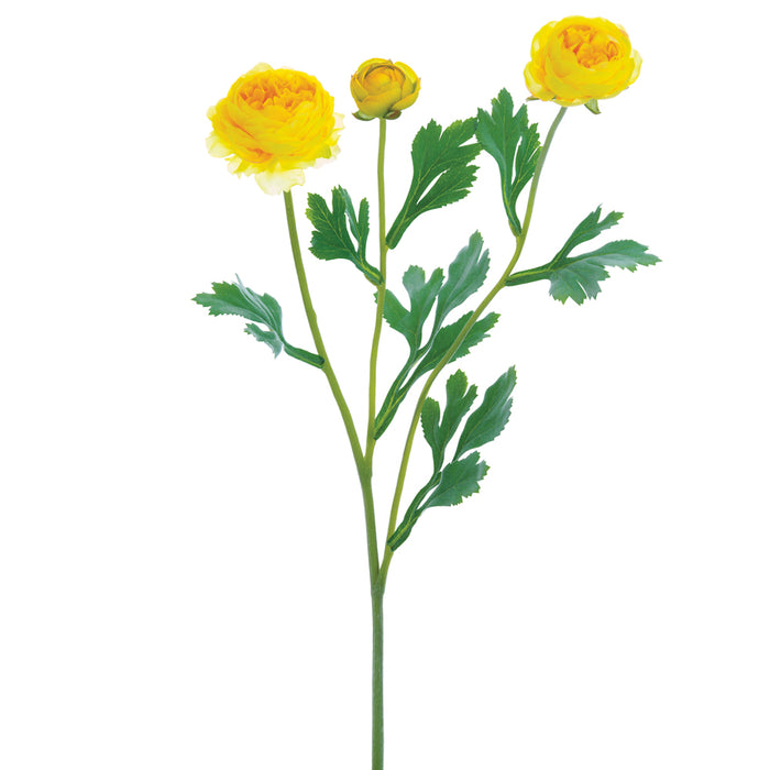 20" Ranunculus Silk Flower Stem -Yellow (pack of 12) - FSR262-YE