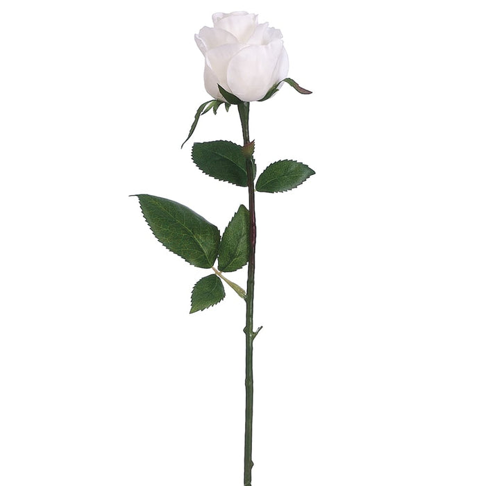 17.5" Silk Rose Bud Flower Spray -White (pack of 12) - FSR296-WH