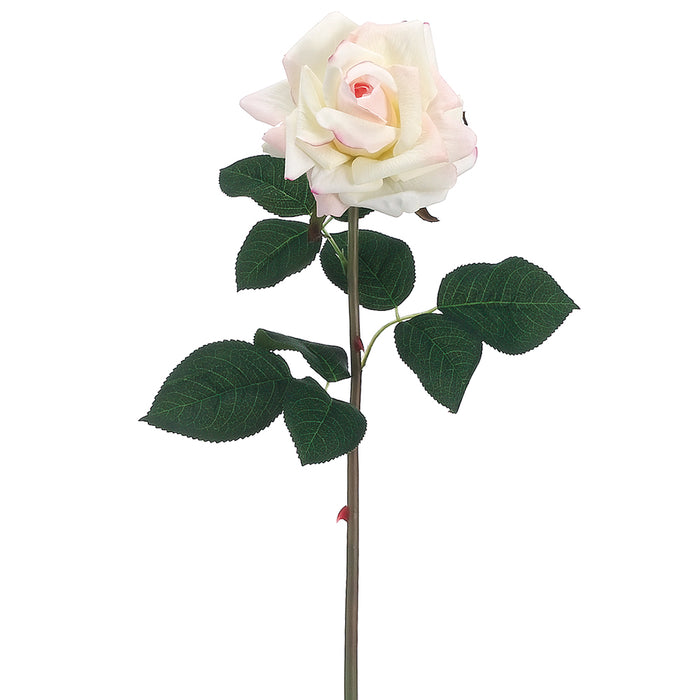 20.5" Silk Real Touch Rose Flower Spray -Cream/Pink (pack of 12) - FSR422-CR/PK