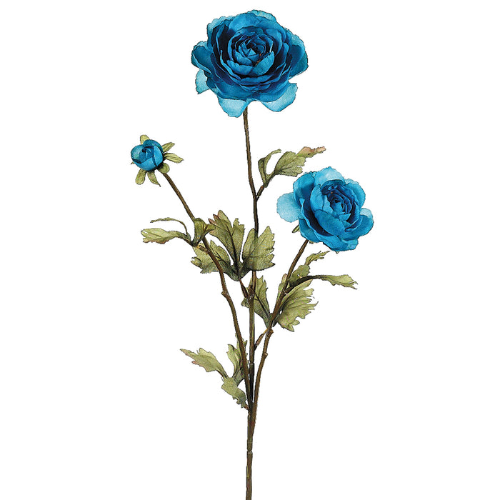 27" Silk Ranunculus Flower Spray -Turquoise (pack of 12) - FSR502-TQ